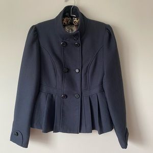 Tulle Navy Cropped Pea Coat